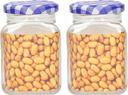 Weckpot/inmaakpot Classic - 2x - 500 ml - kunststof - draaideksel - blauw - D7 x H13 cm