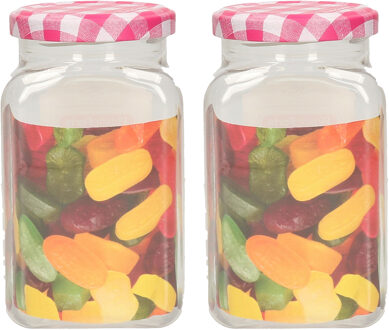 Weckpot/inmaakpot Classic - 2x - 500 ml - kunststof - draaideksel - roze - D7 x H13 cm