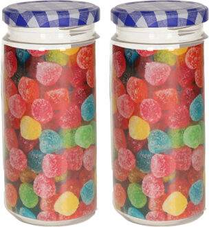 Weckpot/inmaakpot Classic - 2x - 550 ml - kunststof - draaideksel - blauw - D7 x H16 cm