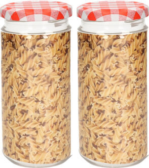 Weckpot/inmaakpot Classic - 2x - 550 ml - kunststof - draaideksel - rood - D7 x H16 cm