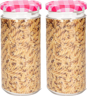 Weckpot/inmaakpot Classic - 2x - 550 ml - kunststof - draaideksel - roze - D7 x H16 cm