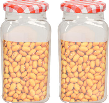 Weckpot/inmaakpot Classic - 2x - 600 ml - kunststof - draaideksel - rood - D7 x H15 cm