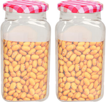 Weckpot/inmaakpot Classic - 2x - 600 ml - kunststof - draaideksel - roze - D7 x H15 cm