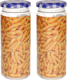 Weckpot/inmaakpot Classic - 2x - 650 ml - kunststof - draaideksel - blauw - D7 x H18 cm