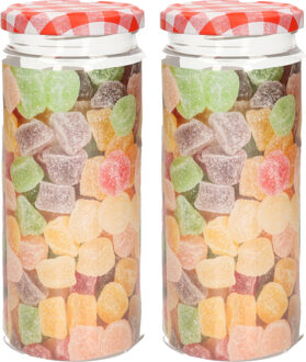 Weckpot/inmaakpot Classic - 2x - 650 ml - kunststof - draaideksel - rood - D7 x H18 cm