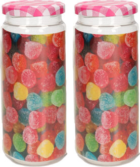 Weckpot/inmaakpot Classic - 2x - 650 ml - kunststof - draaideksel - roze - D7 x H18 cm