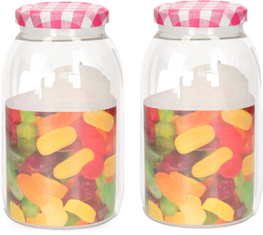 Weckpot/inmaakpot Classic - 2x - 750 ml - kunststof - draaideksel - roze - D9 x H15 cm