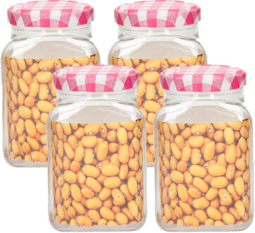 Weckpot/inmaakpot Classic - 4x - 500 ml - kunststof - draaideksel - rood - D7 x H13 cm