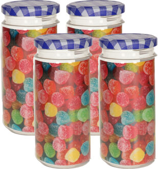 Weckpot/inmaakpot Classic - 4x - 550 ml - kunststof - draaideksel - blauw - D7 x H16 cm