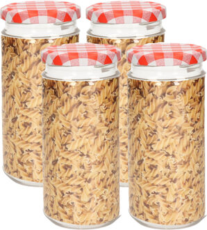 Weckpot/inmaakpot Classic - 4x - 550 ml - kunststof - draaideksel - rood - D7 x H16 cm