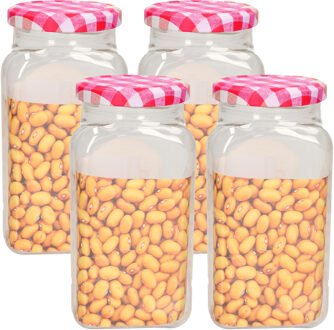 Weckpot/inmaakpot Classic - 4x - 600 ml - kunststof - draaideksel - roze - D7 x H15 cm