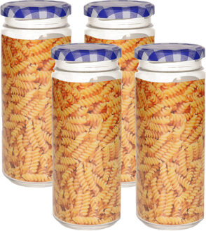 Weckpot/inmaakpot Classic - 4x - 650 ml - kunststof - draaideksel - blauw - D7 x H18 cm