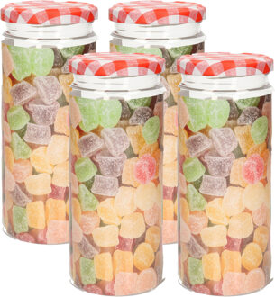 Weckpot/inmaakpot Classic - 4x - 650 ml - kunststof - draaideksel - rood - D7 x H18 cm