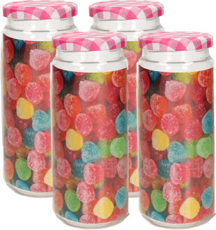 Weckpot/inmaakpot Classic - 4x - 650 ml - kunststof - draaideksel - roze - D7 x H18 cm
