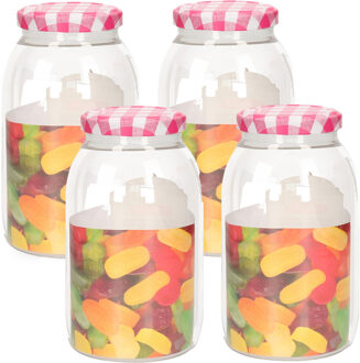 Weckpot/inmaakpot Classic - 4x - 750 ml - kunststof - draaideksel - roze - D9 x H15 cm