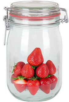 Weckpot/inmaakpot - glas - 1000 ml - met beugelsluiting - transparant