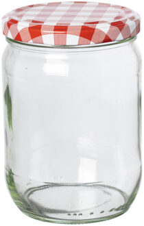 Weckpot rood witte deksel - 580 ml Transparant
