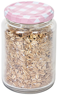 Weckpot/voorraadpot classico - 500 ml - kunststof - draaideksel roze - D7 x H11 cm