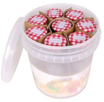 Weckpotjes - 10x - 210 ml - glas - in kunststof emmer - weckpotten - jampotjes