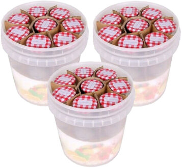Weckpotjes - 3x set van emmer met 10 potjes - 210 ml - glas - weckpotten - jampotjes