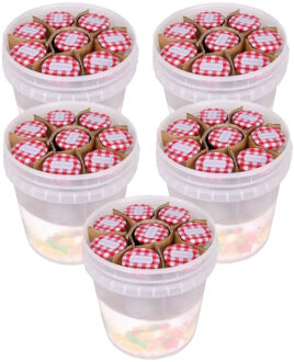 Weckpotjes - 5x set van emmer met 10 potjes - 210 ml - glas - weckpotten - jampotjes