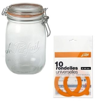 Weckpotten/inmaakpotten met klepdeksel 0.75L 10 inmaakringen - Action products