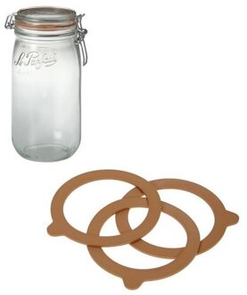 Weckpotten/inmaakpotten met klepdeksel 1.5L en 10 inmaakringen - Action products