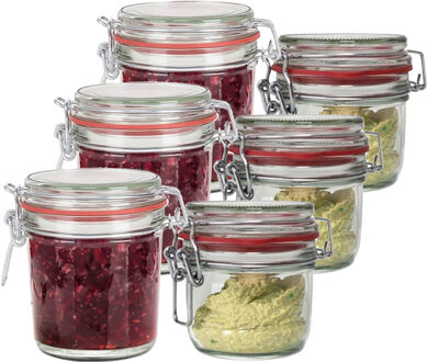 Weckpotten/inmaakpotten - set 8x stuks - 200 ml/400 ml - glas - met beugelsluiting