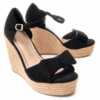 Wedge Sparto Sandalen Spartsum9 In Zwart
