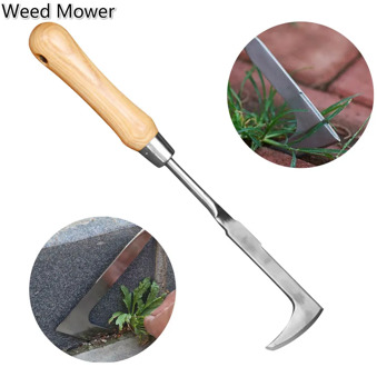 Weed Remover Stainless Steel Manual Crack Weeder with Wooden Handle for Garden Lawn Yard Patio Crevice Weeding Machete Tool