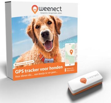 Weenect Hond wit - GPS Tracker - Wit/Oranje - Kunststof - XS - 6,0x2,4x1,5 cm