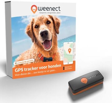 Weenect Hond zwart - GPS Tracker - Zwart/Oranje - Kunststof - XS - 6,0x2,4x1,5 cm