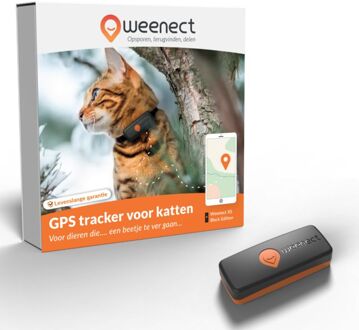 Weenect XS - GPS Tracker Kat - Zwart/Oranje - Plastic - 6x2,4x1,5 cm