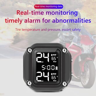 Weergave Bandenspanning Alarm W/Time Monitoring Systeem Outdoor Persoonlijke Auto Solar Lcd Motorfiets Tpms Onderdelen Decoratie