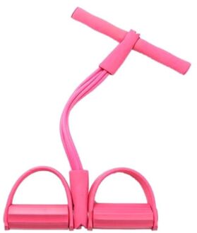 Weerstand Elastiekjes Fitness Gym 4 Tube Latex Pedal Exerciser Sit-Up Pull Touw Expander Yoga Pilates roze