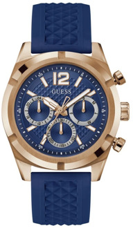 Weerstand Multifunctioneel Blauw Roségoud Horloge Guess , Blue , Heren - ONE Size