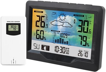 Weerstation Digitale Wekker Thermometer Hygrometer Barometer Met Draadloze Sensor Maan Fase Snooze Outdoor Klok