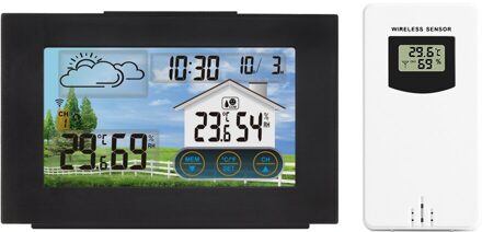 Weerstation Touch Screen Digitale Wekker Temperatuur-vochtigheidsmeter Met Draadloze Sensor Indoor Outdoor Thermometer