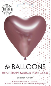 Wefiesta Ballon Hart Spiegelend 30 Cm Latex Roségoud 6 Stuks Multikleur