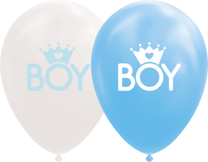 Wefiesta ballonnen baby boy 12 cm latex blauw/wit 8 stuks Multikleur