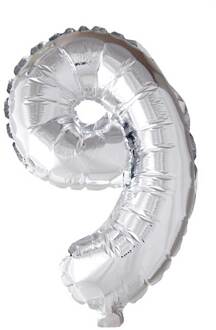 Wefiesta folieballon cijfer '9' 40 cm zilver Zilverkleurig