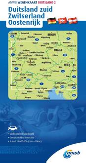 Wegenkaart - landkaart 2 Duitsland zuid - Zwitzerland - Oostenrijk | ANWB Media