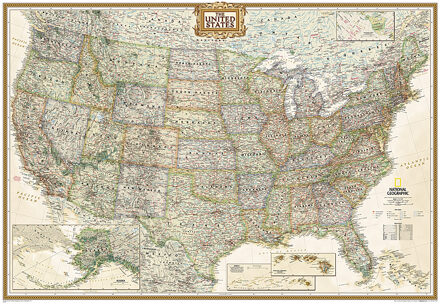 Wegenkaart - landkaart 20115 USA United States Executive Antique Large | 178 x 122 cm | National Geographic