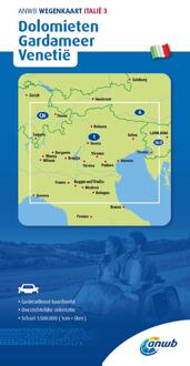 Wegenkaart - landkaart 3 Dolomieten, Gardameer en Venetië | ANWB Media
