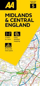 Wegenkaart - landkaart 5 Road Map Britain Midlands & Engeland Centraal | AA Publishing