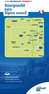 Wegenkaart - landkaart 9 Bourgondië - Jura - Alpen Noord | ANWB Media