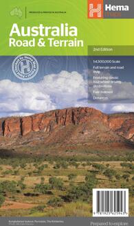 Wegenkaart - landkaart Australië - natuurkundig -Australia Road & Terrain | Hema Maps
