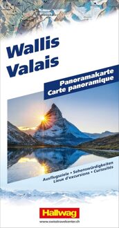 Wegenkaart - landkaart Wallis Vallais Panoramakaar | Hallwag