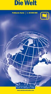 Wegenkaart - landkaart World - Monde - Welt politiek +vlaggen | Kümmerly & Frey