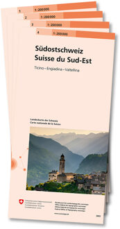 Wegenkaart - landkaart Zwitserland Schweiz 1:200.000 Kartenset (4 Karten) | Swisstopo
